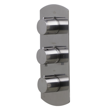 ALFI BRAND Brushed Nckl Concealed 3-Way Thermostatic Valve Shower Mixer Rnd Knobs AB4001-BN